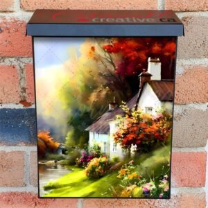 European Village by the River Colonial Mailbox Cover