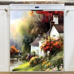 European Village by the River Magnetic Dishwasher Door Cover