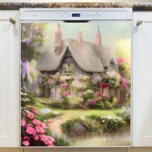 The Pink Roses Cottage Magnetic Dishwasher Door Cover