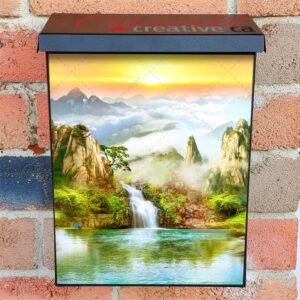 Summer Lake with Waterfall Colonial Mailbox Cover
