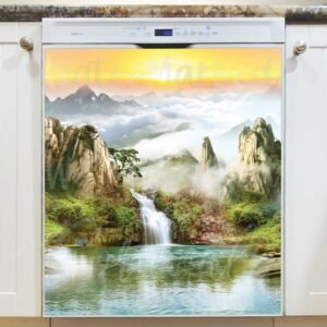 Summer Lake with Waterfall Magnetic Dishwasher Door Cover