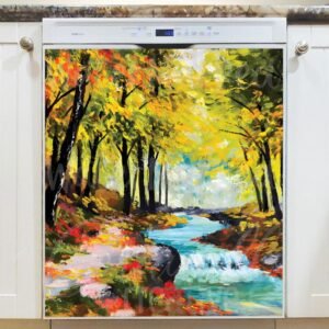 River in the Summer Forest Magnetic Dishwasher Door Cover