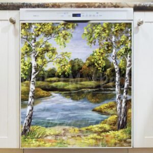 Birch Trees at the Lake Magnetic Dishwasher Door Cover