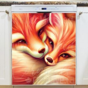 Snugly Fox Couple Magnetic Dishwasher Door Cover