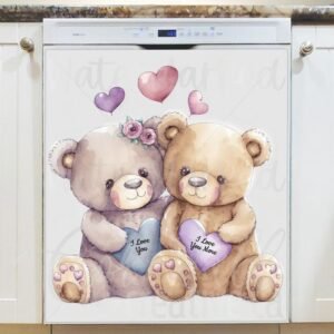 Valentine's Day Teddy Bear Couple #3 Magnetic Dishwasher Door Cover