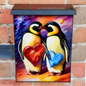 Penguins in Love Colonial Mailbox Cover