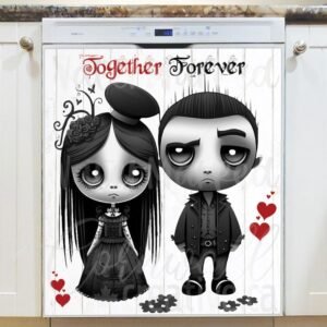 Gothic Valentine's Day Couple Magnetic Dishwasher Door Cover