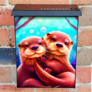 Lovely Otter Couple #2 Colonial Mailbox Cover