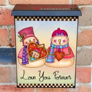 Valentine's Snowman Couple #2 Colonial Mailbox Cover