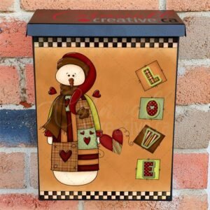 Valentine's Cute Country Snowman #3 Colonial Mailbox Cover
