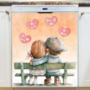 Cute Kids in Love Magnetic Dishwasher Door Cover