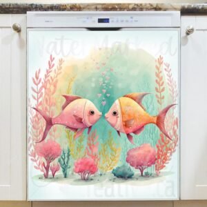 Cute Fish Couple #1 Magnetic Dishwasher Door Cover