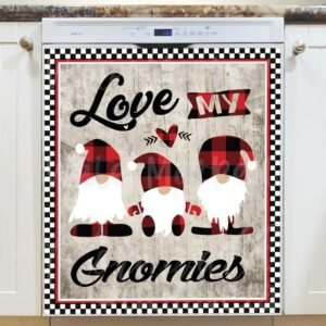 Valentine's Day Scandinavian Gnomes Magnetic Dishwasher Door Cover