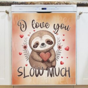 Valentine's Day Cute Sloth Magnetic Dishwasher Door Cover