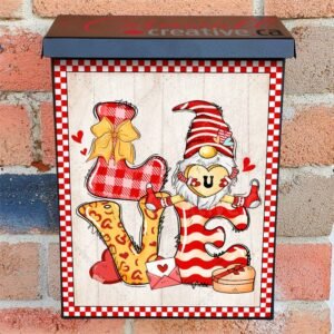 Love Valentine's Gnome Colonial Mailbox Cover