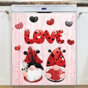 Cute Ladybug Love Gnomes Magnetic Dishwasher Door Cover