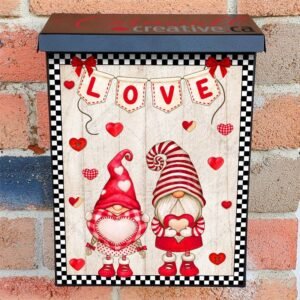Scandinavian Valentine's Gnomes Colonial Mailbox Cover