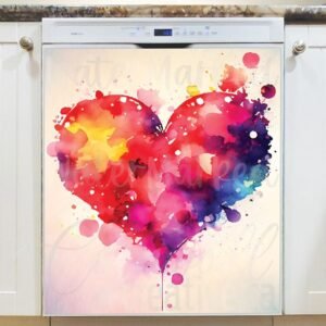 Watercolor Valentine's Heart #5 Magnetic Dishwasher Door Cover