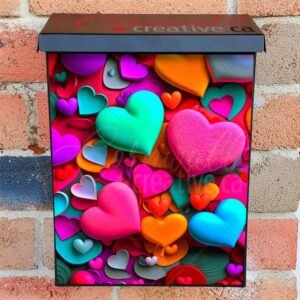 Colorful Valentine's Hearts #2 Colonial Mailbox Cover