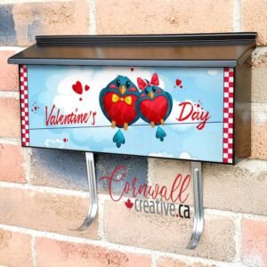 Valentine's Bird and Hearts Wall-mounted Townhouse Mailbox Cover