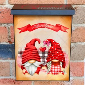 Valentine's Gnomes Holding Hands Colonial Mailbox Cover