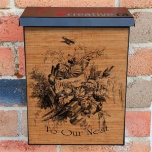 Welcome to Our Nest Burlap Pattern Colonial Mailbox Cover