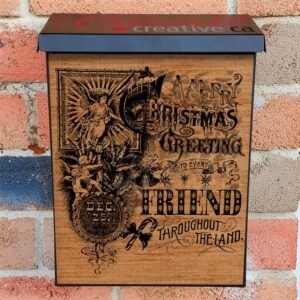 Christmas Greetings Burlap Pattern Colonial Mailbox Cover