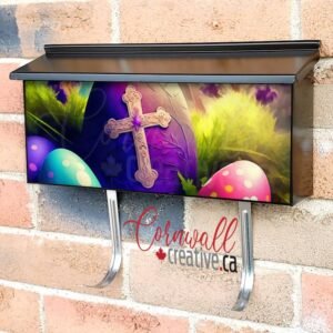 Colorful Easter Eggs and a Cross Wall-mounted Townhouse Mailbox Cover