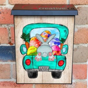 Easter Bunny on a Truck Colonial Mailbox Cover