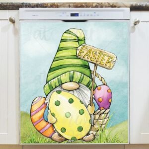 Easter Gnome and Egg Basket Magnetic Dishwasher Door Cover
