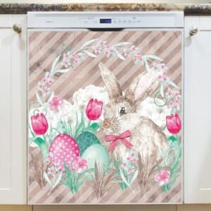 Easter Bunny with Eggs and Tulips #2 Magnetic Dishwasher Door Cover
