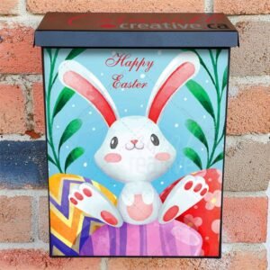 Easter Bunny Sitting on Eggs Colonial Mailbox Cover