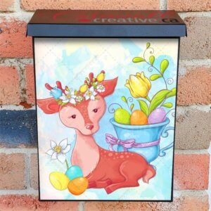 Easter Doe with Eggs and Flowers Colonial Mailbox Cover
