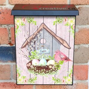 Easter Birdhouse with a Nest and Bird Colonial Mailbox Cover