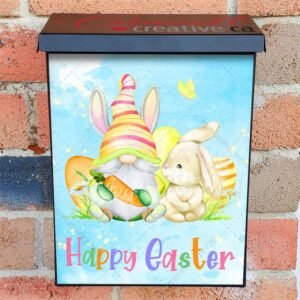 Easter Gnome with a Carrot and Bunny Colonial Mailbox Cover