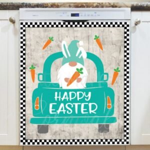 Easter Gnome on a Truck Magnetic Dishwasher Door Cover