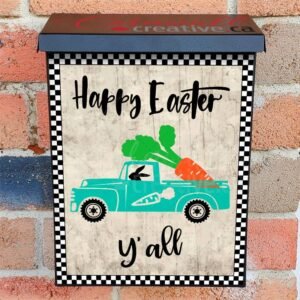 Easter Bunny Driving a Truck Colonial Mailbox Cover