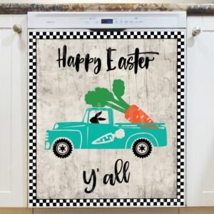 Easter Bunny Driving a Truck Magnetic Dishwasher Door Cover