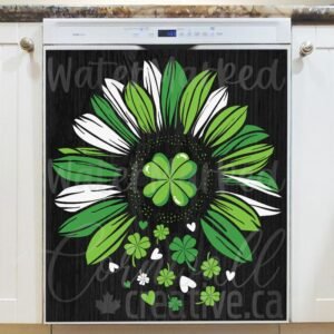 St. Patrick Day Shamrock Sunflower Magnetic Dishwasher Door Cover