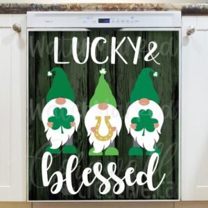 St. Patrick Day Lucky Gnomes Magnetic Dishwasher Door Cover