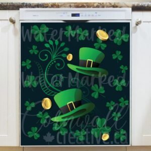St. Patrick Day Hat and Shamrocks #2 Magnetic Dishwasher Door Cover