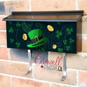 St. Patrick Day Hat and Shamrocks #2 Wall-mounted Townhouse Mailbox Cover