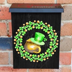 St. Patrick Day Pot of Gold and Wreath Colonial Mailbox Cover