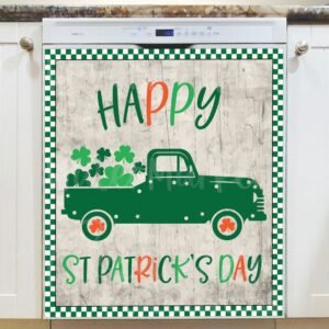 St. Patrick Day Shamrock Truck Magnetic Dishwasher Door Cover