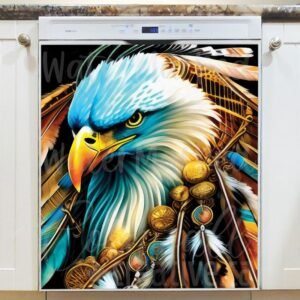Native Eagle with Feathers Magnetic Dishwasher Door Cover