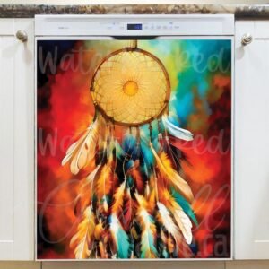 Colorful Dreamcatcher #1 Magnetic Dishwasher Door Cover