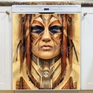 Native Warrior Portrait Magnetic Dishwasher Door Cover