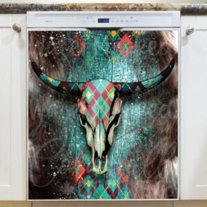 Native Cow Skull Magnetic Dishwasher Door Cover
