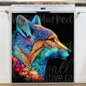 Pretty Native Folk Fox Magnetic Dishwasher Door Cover