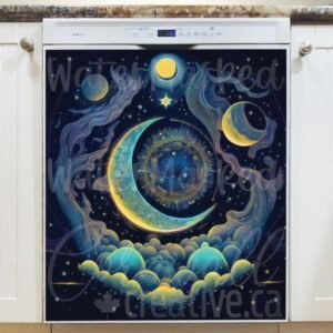 Celestial Moon and Planets #2 Magnetic Dishwasher Door Cover